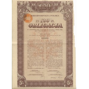 Obligacja Konwersyjna Pożyczki Kolejowej - 120 złotych 1926