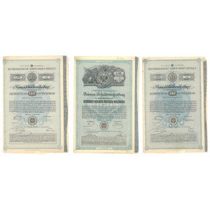 Austria, Zestaw (3 sztuki) - Obligacje 3% na 100 Guldenów - 1880/1889