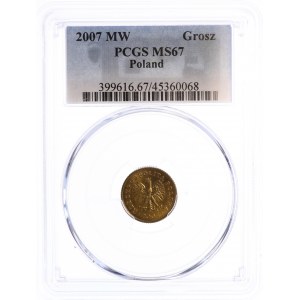 1 grosz 2007 - mocna skrętka (prawie odwrotka)