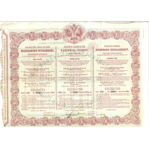 Towarzystwo Drogi Żelaznej Warszawsko-Wiedeńskiej, obligacja na 500 franków = 125 rubli srebrem, Warszawa 1860