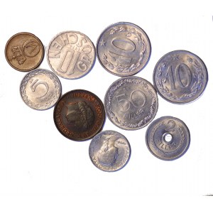 Zestaw monet, 9 sztuk - Norwegia, Czechosłowacja, Holandia, Węgry