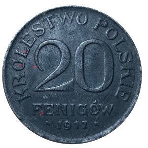20 fenigów 1917 F, Stuttgart - double die