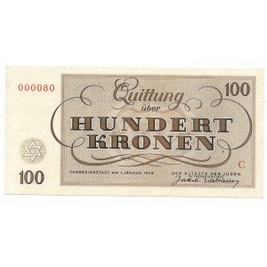 Czechosłowacja (Getto Terezin), 100 koron 1943 seria C - niski numer 000080
