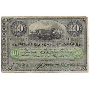 Kuba, 10 Pesos , 1896 - rzadszy