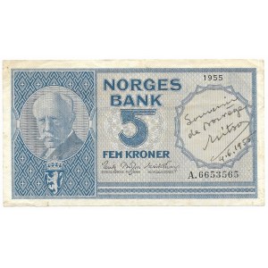 Norewgia, 5 Kronen 1955