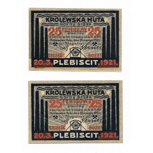 Królewska huta ( Chorzów) 25 feningów plebiscytowe 1921 x 2
