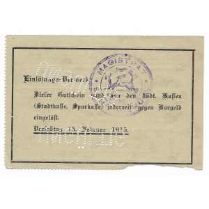 Säge (Schneidemuhl), 1 Mark 1914 - zweimal entwertet