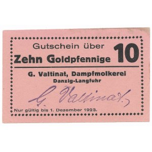 Danzig, (G. Valtinat, Dampfmolkerei Danziger-Langfur), 10 Goldpfennige