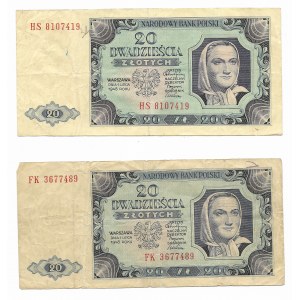 zestaw, 2 x 20 złotych 1948, seria HS i FK