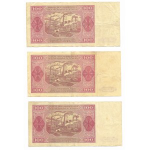 zestaw, 3 x 100 złotych 1948, seria IK, IH i KP