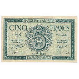 Algieria, 5 franków 1942