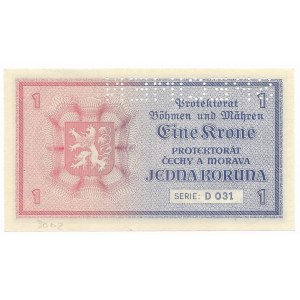 Protektorat Czech i Moraw, 1 Koruna 1940 (ND) Specimen