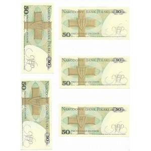 zestaw, 5 x 50 złotych 1988