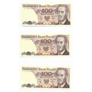 set, 3 x 100 gold 1988, TB,TH and SY series