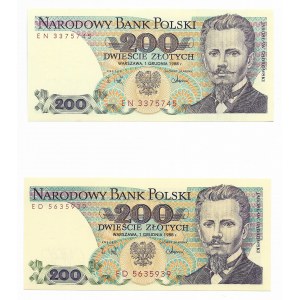 zestaw, 2 x 200 złotych 1988, seria EN i ED