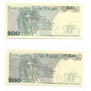 zestaw, 2 x 200 złotych 1988, seria EN i ED