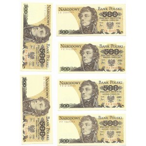 zestaw, 6 x 500 złotych 1982, seria EB,FZ,FR,FF,FY,EE