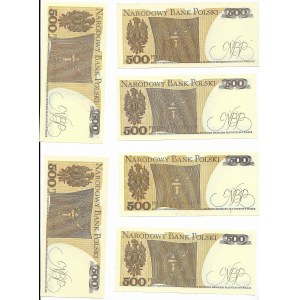 zestaw, 6 x 500 złotych 1982, seria EB,FZ,FR,FF,FY,EE