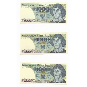 set, 3 x 1,000 gold 1982, series EM,EN,GR