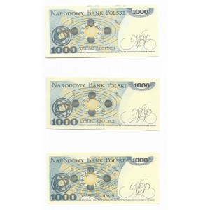 zestaw, 3 x 1.000 złotych 1982, seria EM,EN,GR