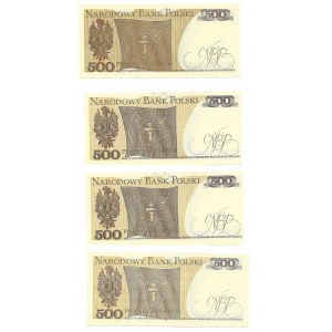 zestaw, 4 x 500 złotych 1982 (Seria FU, GH, FH, CT)