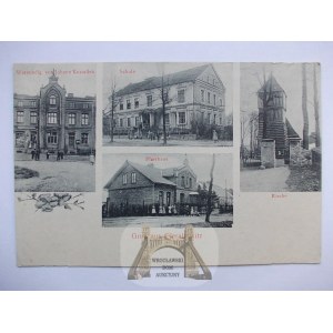 Gierałtowice k. Gliwice, sklep, szkoła, kościół ok. 1905