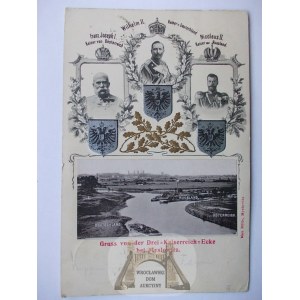 Mysłowice, Trójkąt Trzech Cesarzy, wizerunki władców, tłoczona 1904