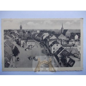 Środa Śląska, Neumarkt, widok z wieży kościoła, tramwaj ok. 1935