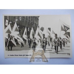Wrocław, Breslau, Sangerfest, pochód, flagi, swastyka 1937