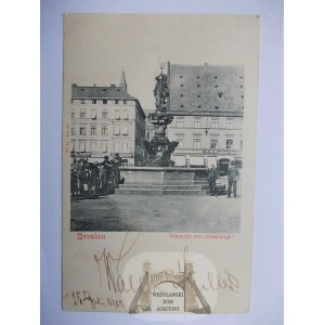 Wrocław, Breslau, Nowy Targ, fontanna Neptun 1902