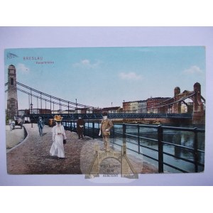 Wrocław, Breslau, Most Grunwaldzki, ludzie, kolaż 1911