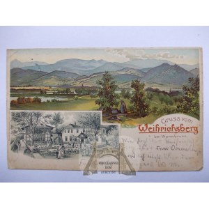 Jelenia Góra, Cieplice, Weihrichsberg, restauracja, litografia, wyd. Oskar Keil 1910