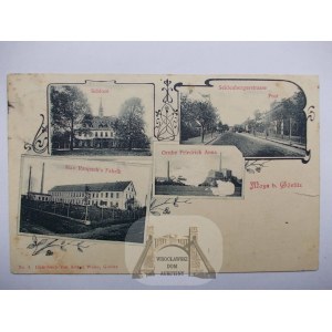 Zgorzelec Ujazd, Moys, 4 widoki, pałac, fabryka 1902