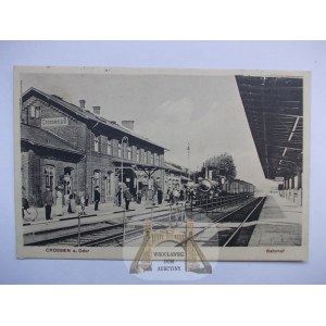 Krosno Odrzańskie, Crossen. Dworzec kolejowy, lokomotywa 1914