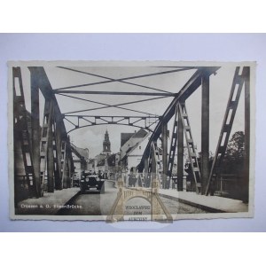 Krosno Odrzańskie, Crossen, most, samochód, zdjęciowa 1929