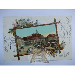 Krosno Odrzańskie, Rynek, winieta - kwiaty 1904