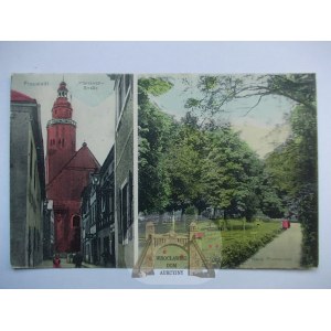 Wschowa, ulica, kościół, park 1916
