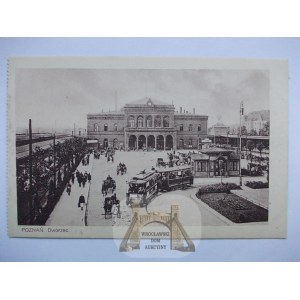 Poznań, dworzec, tramwaj ok. 1930