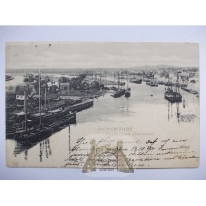 Świnoujście, Swinemunde, Fischbollwerk, ciekawa, panorama, wyd. Trenkler 1905