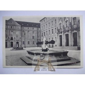 Szczecin, Stettin, Landeshaus, fontanna 1929