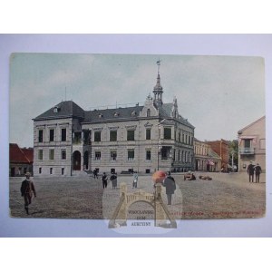 Wałcz, Deutsch Krone, Rynek, ratusz ok. 1910