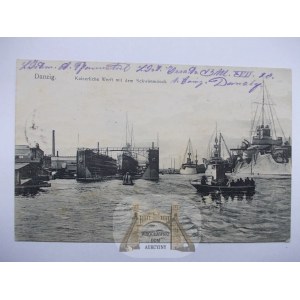Gdańsk, Danzig, stocznia, statki, okręty 1916