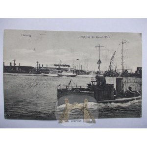 Gdańsk, Danzig, stocznia, statki, okręty 1917