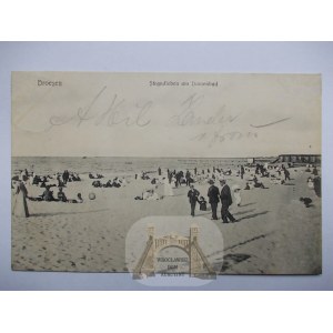 Gdańsk Brzeźno, Danzig Broesen, plaża, ludzie 1908