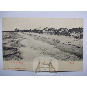 Hel, Hela, plaża, Wille ok. 1900