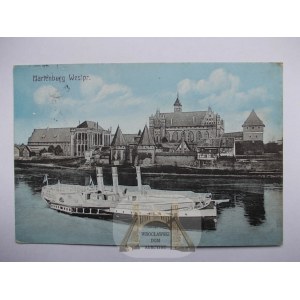 Malbork, Marienburg, zamek, statek ok. 1915.