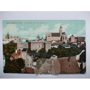 Malbork, Marienburg, panorama miasta ok. 1915