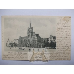 Słupsk, Stolp, Rynek, ratusz 1900