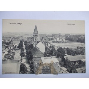 Ostróda, panorama, kościół ok. 1915