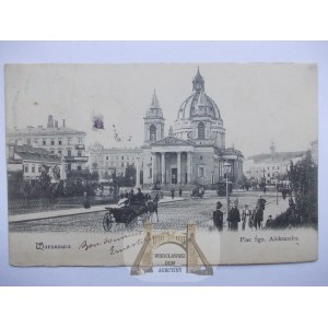 Warszawa, Plac Św. Aleksandra, dorożka, wyd. Rzepkowicz nr 36, 1903